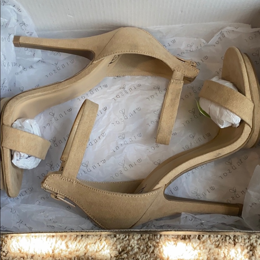 Nude suede heels